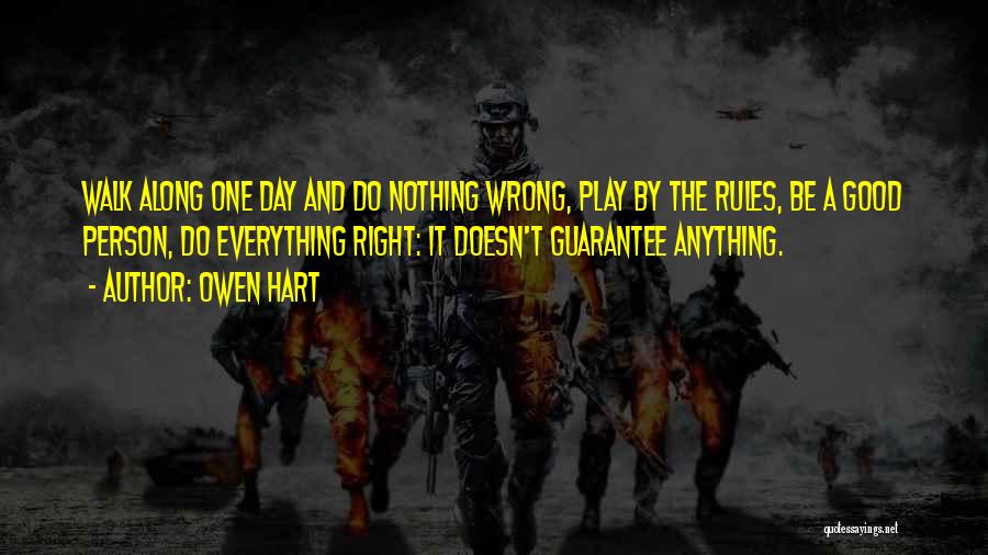 Owen Hart Quotes: Walk Along One Day And Do Nothing Wrong, Play By The Rules, Be A Good Person, Do Everything Right: It