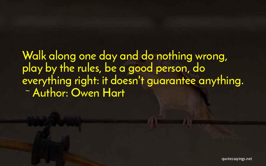 Owen Hart Quotes: Walk Along One Day And Do Nothing Wrong, Play By The Rules, Be A Good Person, Do Everything Right: It