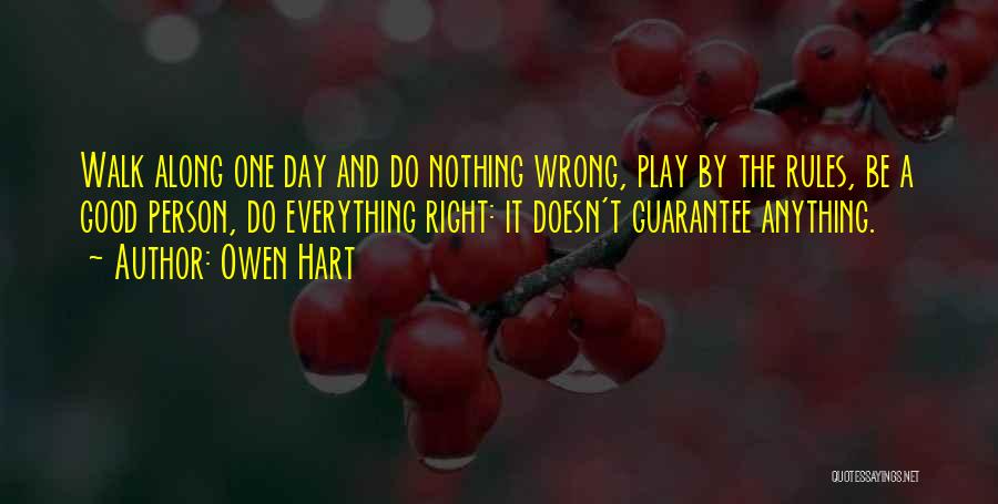Owen Hart Quotes: Walk Along One Day And Do Nothing Wrong, Play By The Rules, Be A Good Person, Do Everything Right: It