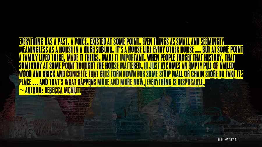 Rebecca McNutt Quotes: Everything Has A Past, A Voice, Existed At Some Point, Even Things As Small And Seemingly Meaningless As A House