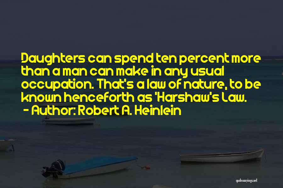 Robert A. Heinlein Quotes: Daughters Can Spend Ten Percent More Than A Man Can Make In Any Usual Occupation. That's A Law Of Nature,