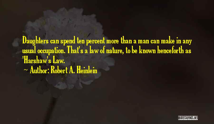 Robert A. Heinlein Quotes: Daughters Can Spend Ten Percent More Than A Man Can Make In Any Usual Occupation. That's A Law Of Nature,