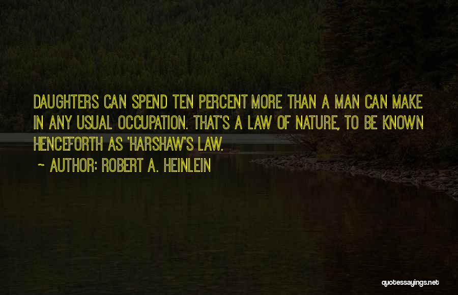 Robert A. Heinlein Quotes: Daughters Can Spend Ten Percent More Than A Man Can Make In Any Usual Occupation. That's A Law Of Nature,