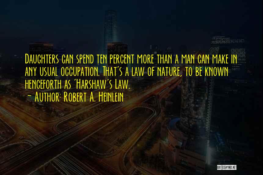 Robert A. Heinlein Quotes: Daughters Can Spend Ten Percent More Than A Man Can Make In Any Usual Occupation. That's A Law Of Nature,