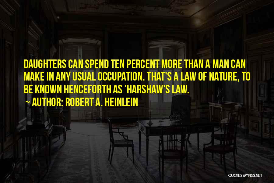 Robert A. Heinlein Quotes: Daughters Can Spend Ten Percent More Than A Man Can Make In Any Usual Occupation. That's A Law Of Nature,