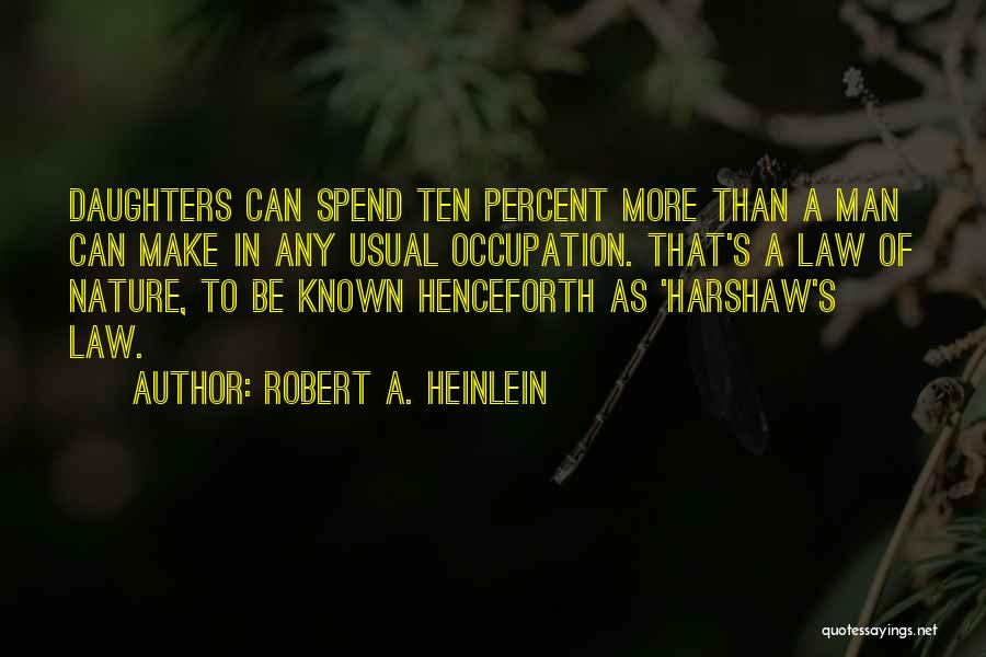 Robert A. Heinlein Quotes: Daughters Can Spend Ten Percent More Than A Man Can Make In Any Usual Occupation. That's A Law Of Nature,