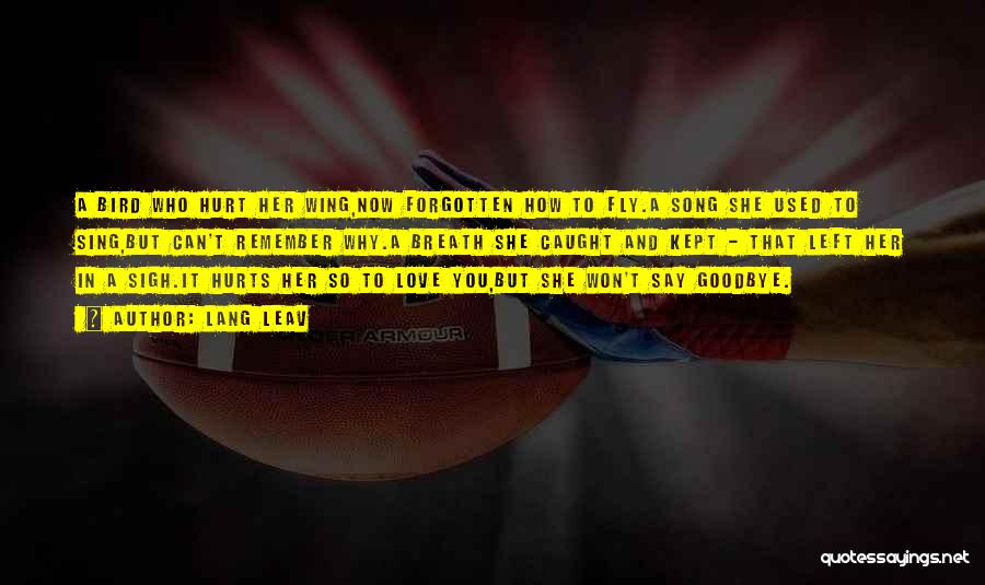 Lang Leav Quotes: A Bird Who Hurt Her Wing,now Forgotten How To Fly.a Song She Used To Sing,but Can't Remember Why.a Breath She