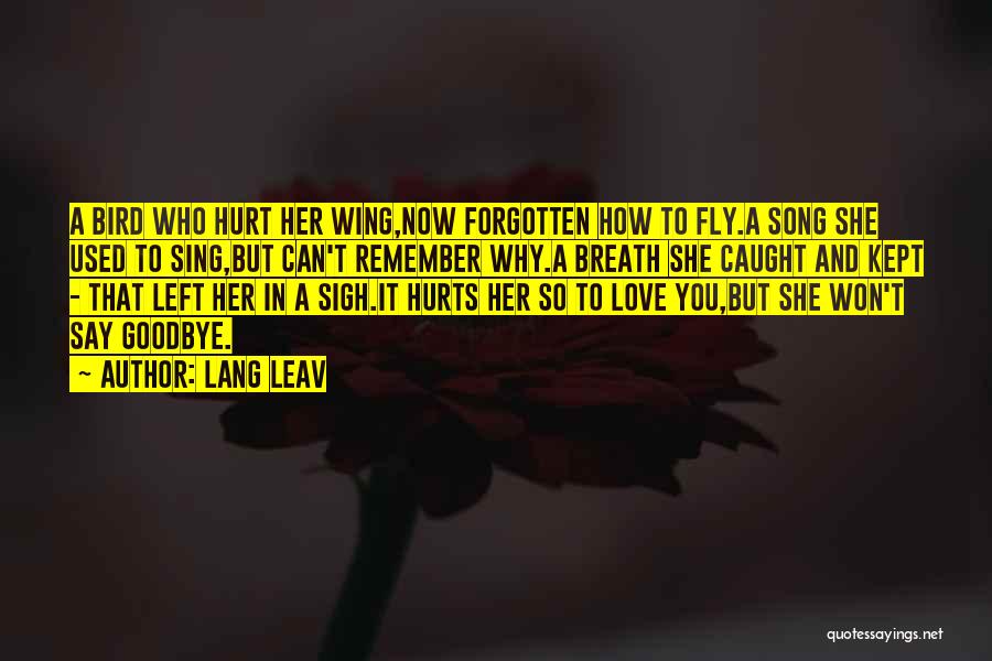 Lang Leav Quotes: A Bird Who Hurt Her Wing,now Forgotten How To Fly.a Song She Used To Sing,but Can't Remember Why.a Breath She