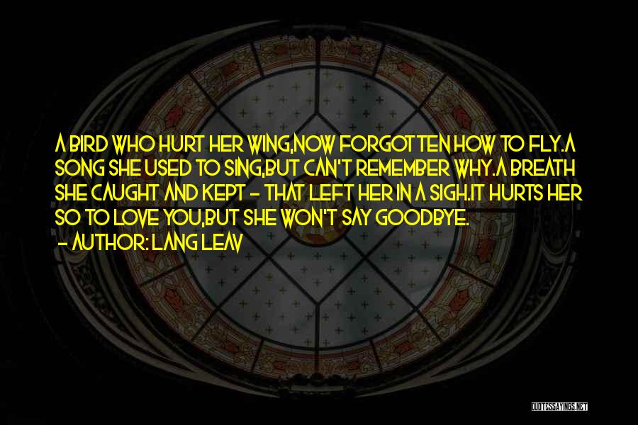 Lang Leav Quotes: A Bird Who Hurt Her Wing,now Forgotten How To Fly.a Song She Used To Sing,but Can't Remember Why.a Breath She