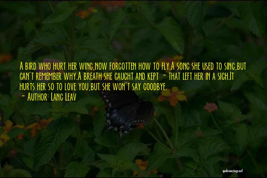 Lang Leav Quotes: A Bird Who Hurt Her Wing,now Forgotten How To Fly.a Song She Used To Sing,but Can't Remember Why.a Breath She