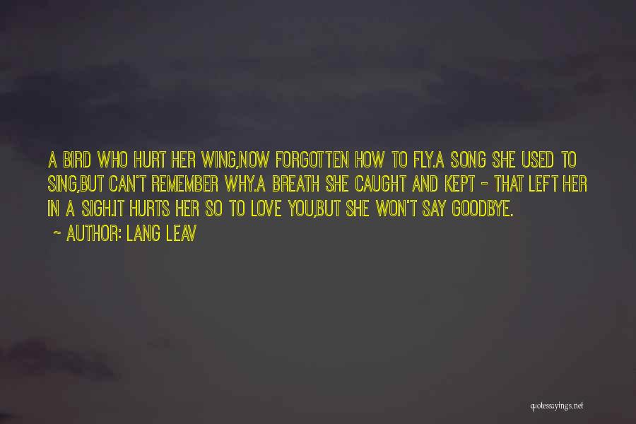 Lang Leav Quotes: A Bird Who Hurt Her Wing,now Forgotten How To Fly.a Song She Used To Sing,but Can't Remember Why.a Breath She