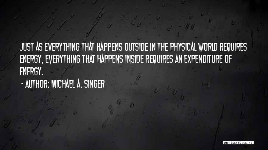 Michael A. Singer Quotes: Just As Everything That Happens Outside In The Physical World Requires Energy, Everything That Happens Inside Requires An Expenditure Of