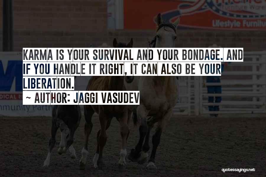 Jaggi Vasudev Quotes: Karma Is Your Survival And Your Bondage. And If You Handle It Right, It Can Also Be Your Liberation.