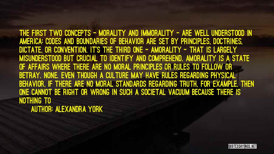 Alexandra York Quotes: The First Two Concepts - Morality And Immorality - Are Well Understood In America: Codes And Boundaries Of Behavior Are