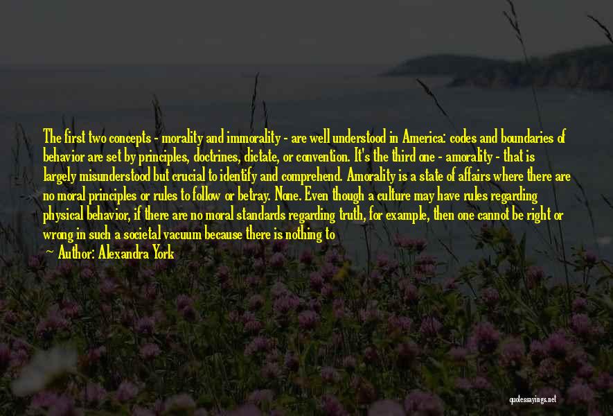 Alexandra York Quotes: The First Two Concepts - Morality And Immorality - Are Well Understood In America: Codes And Boundaries Of Behavior Are