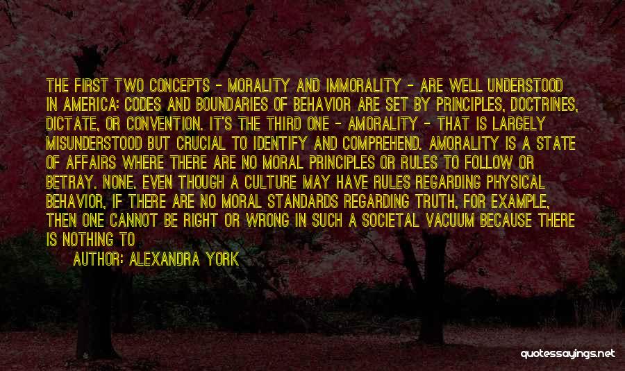 Alexandra York Quotes: The First Two Concepts - Morality And Immorality - Are Well Understood In America: Codes And Boundaries Of Behavior Are