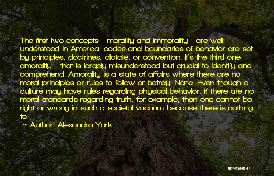 Alexandra York Quotes: The First Two Concepts - Morality And Immorality - Are Well Understood In America: Codes And Boundaries Of Behavior Are