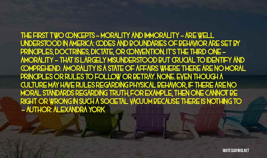 Alexandra York Quotes: The First Two Concepts - Morality And Immorality - Are Well Understood In America: Codes And Boundaries Of Behavior Are