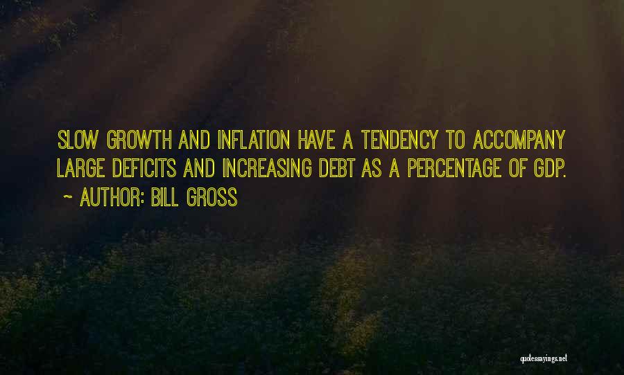 Bill Gross Quotes: Slow Growth And Inflation Have A Tendency To Accompany Large Deficits And Increasing Debt As A Percentage Of Gdp.