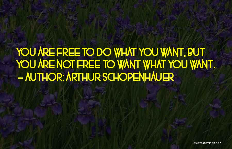 Arthur Schopenhauer Quotes: You Are Free To Do What You Want, But You Are Not Free To Want What You Want.