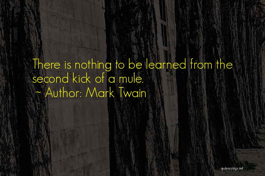 Mark Twain Quotes: There Is Nothing To Be Learned From The Second Kick Of A Mule.