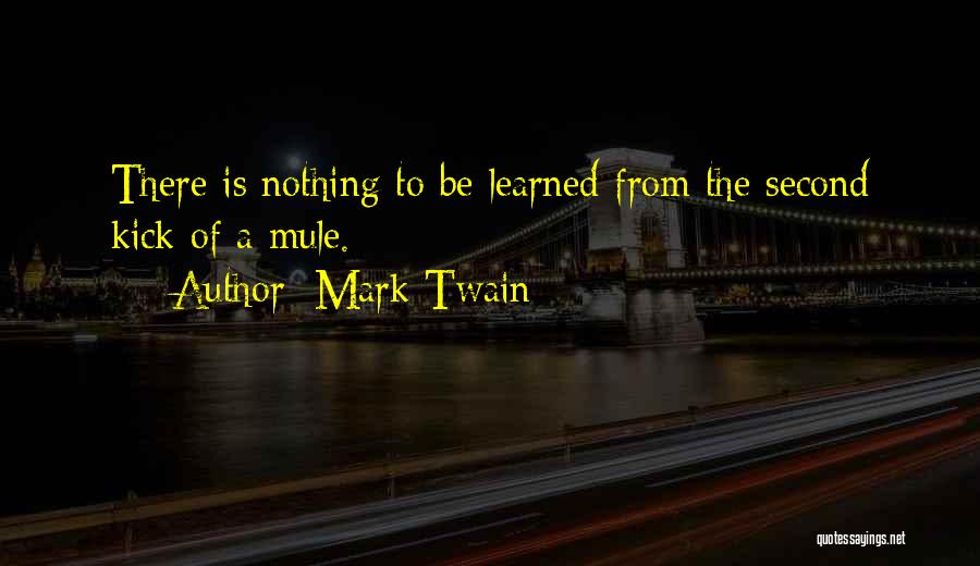 Mark Twain Quotes: There Is Nothing To Be Learned From The Second Kick Of A Mule.