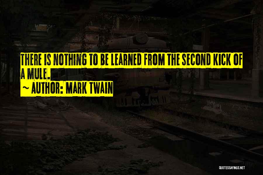 Mark Twain Quotes: There Is Nothing To Be Learned From The Second Kick Of A Mule.