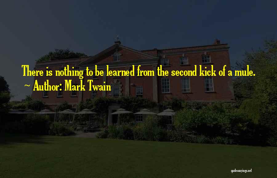 Mark Twain Quotes: There Is Nothing To Be Learned From The Second Kick Of A Mule.