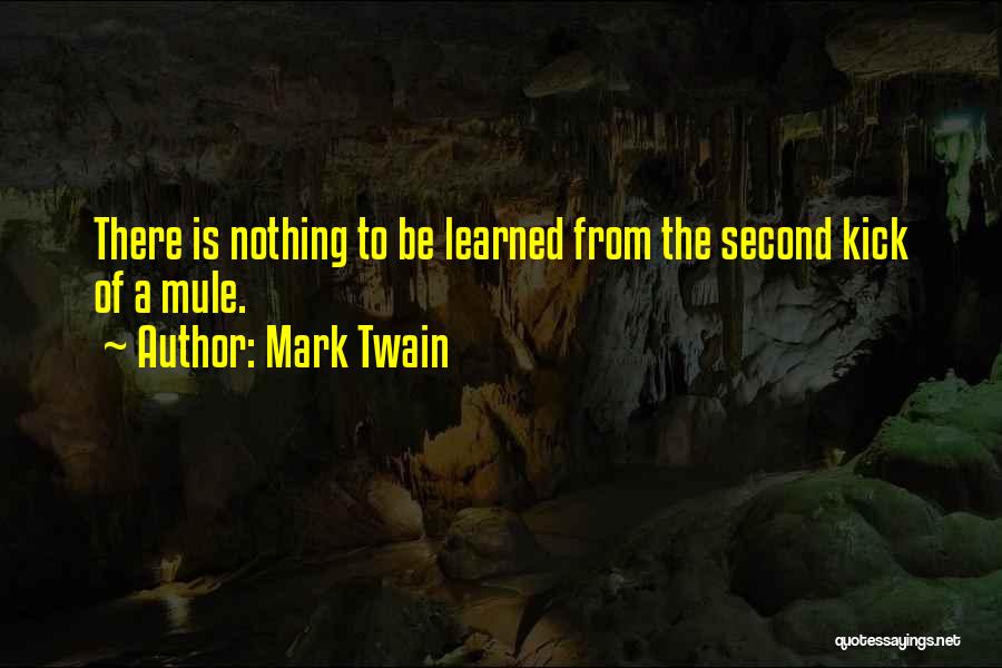 Mark Twain Quotes: There Is Nothing To Be Learned From The Second Kick Of A Mule.