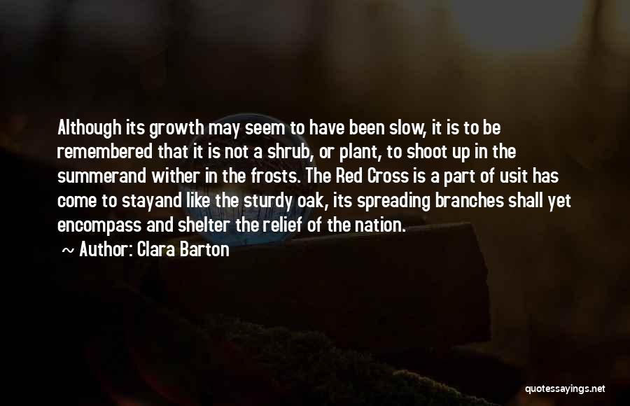 Clara Barton Quotes: Although Its Growth May Seem To Have Been Slow, It Is To Be Remembered That It Is Not A Shrub,