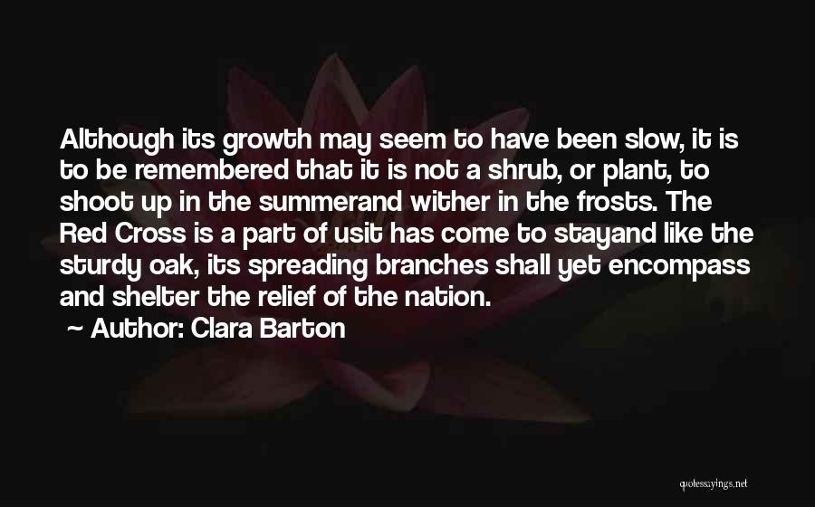 Clara Barton Quotes: Although Its Growth May Seem To Have Been Slow, It Is To Be Remembered That It Is Not A Shrub,