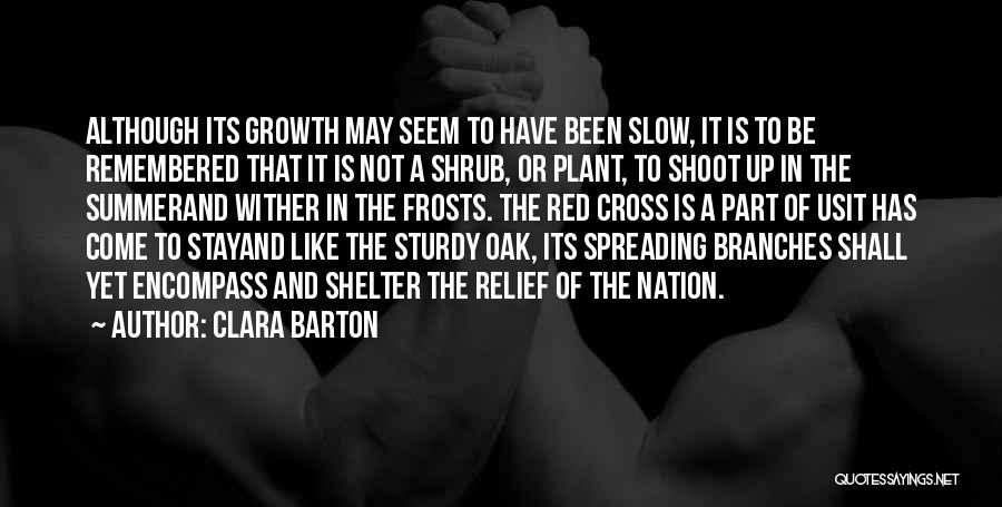 Clara Barton Quotes: Although Its Growth May Seem To Have Been Slow, It Is To Be Remembered That It Is Not A Shrub,