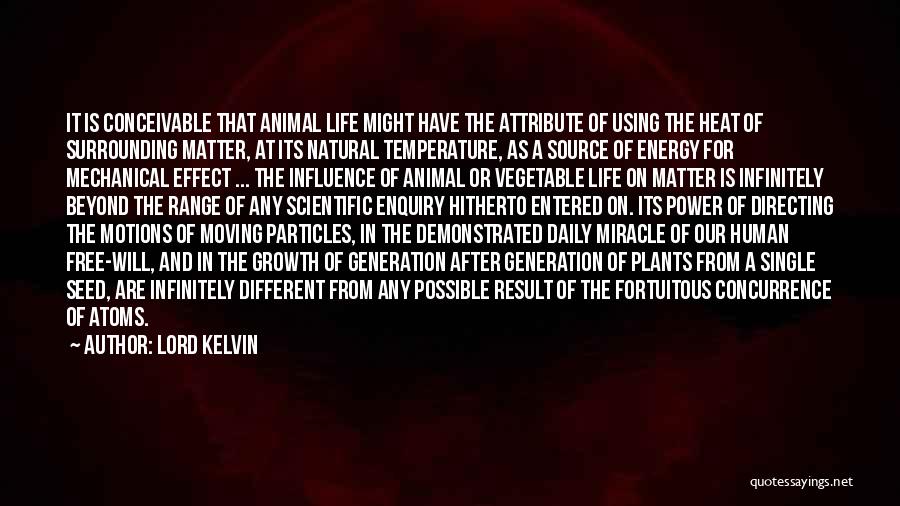 Lord Kelvin Quotes: It Is Conceivable That Animal Life Might Have The Attribute Of Using The Heat Of Surrounding Matter, At Its Natural