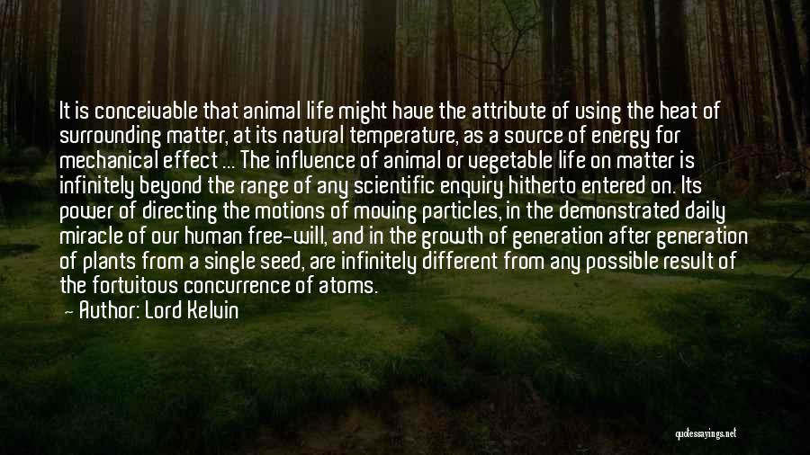 Lord Kelvin Quotes: It Is Conceivable That Animal Life Might Have The Attribute Of Using The Heat Of Surrounding Matter, At Its Natural