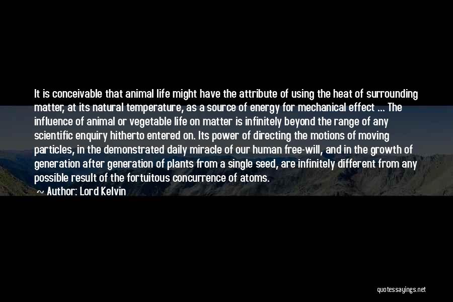 Lord Kelvin Quotes: It Is Conceivable That Animal Life Might Have The Attribute Of Using The Heat Of Surrounding Matter, At Its Natural