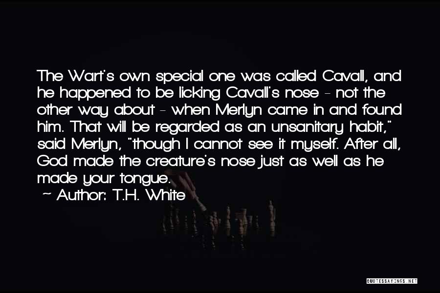 T.H. White Quotes: The Wart's Own Special One Was Called Cavall, And He Happened To Be Licking Cavall's Nose - Not The Other