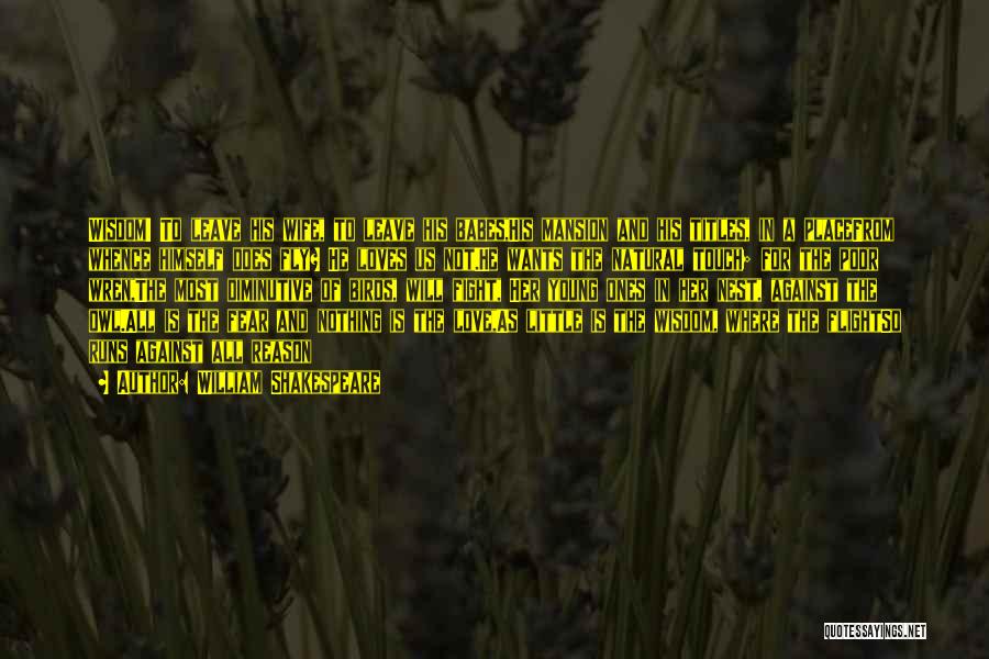 William Shakespeare Quotes: Wisdom! To Leave His Wife, To Leave His Babes,his Mansion And His Titles, In A Placefrom Whence Himself Does Fly?