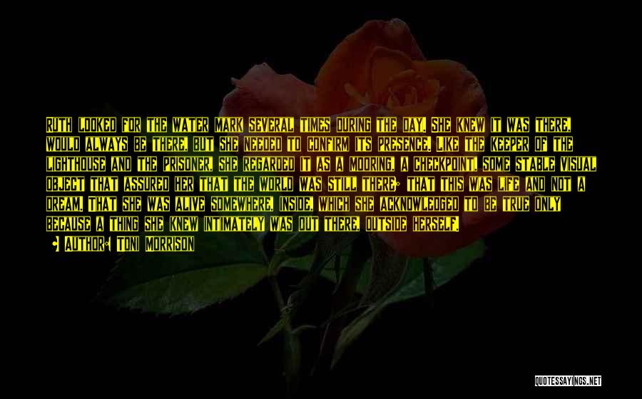 Toni Morrison Quotes: Ruth Looked For The Water Mark Several Times During The Day. She Knew It Was There, Would Always Be There,