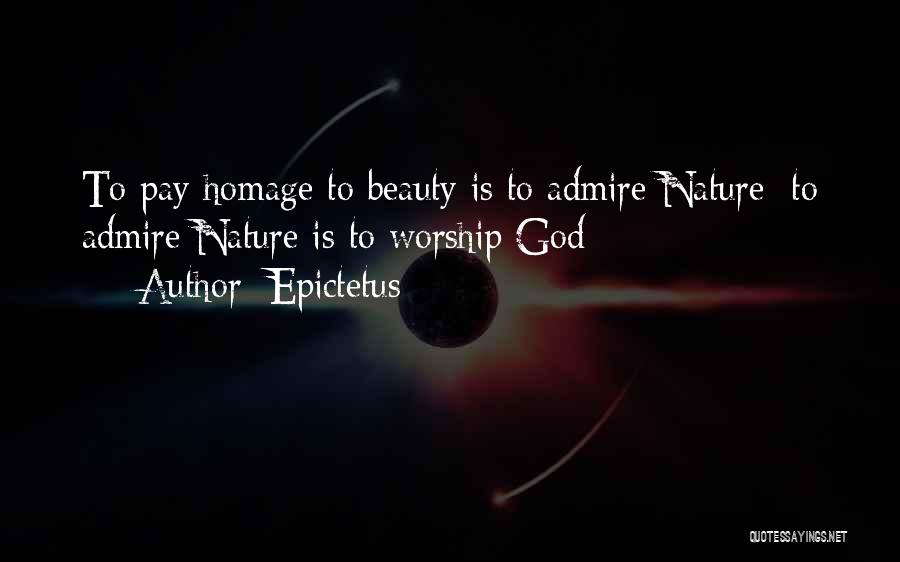 Epictetus Quotes: To Pay Homage To Beauty Is To Admire Nature; To Admire Nature Is To Worship God