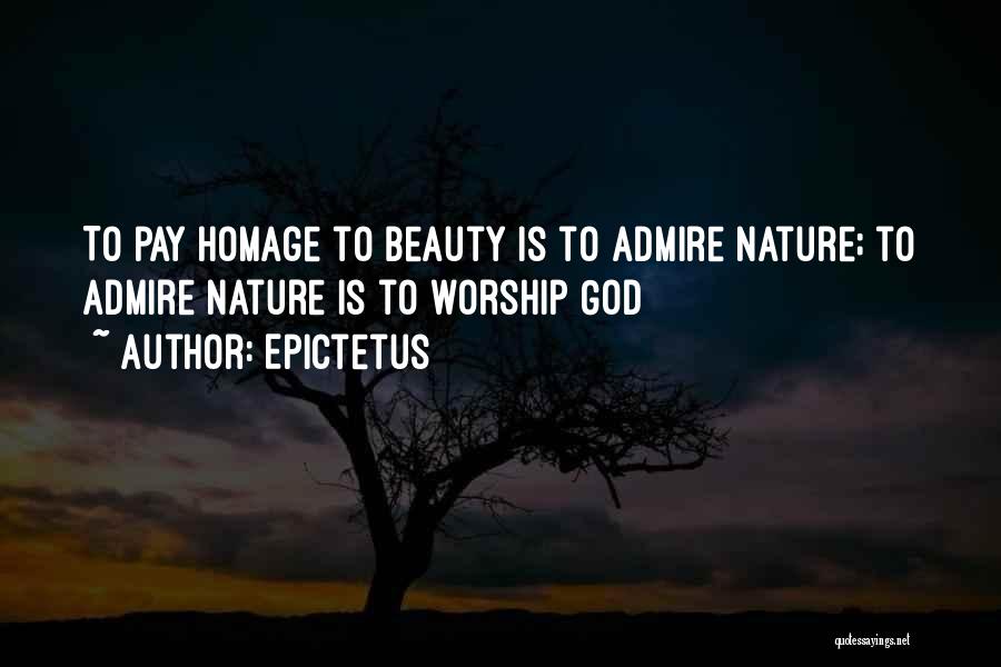 Epictetus Quotes: To Pay Homage To Beauty Is To Admire Nature; To Admire Nature Is To Worship God