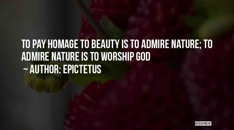 Epictetus Quotes: To Pay Homage To Beauty Is To Admire Nature; To Admire Nature Is To Worship God