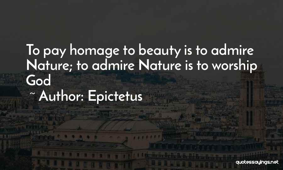 Epictetus Quotes: To Pay Homage To Beauty Is To Admire Nature; To Admire Nature Is To Worship God