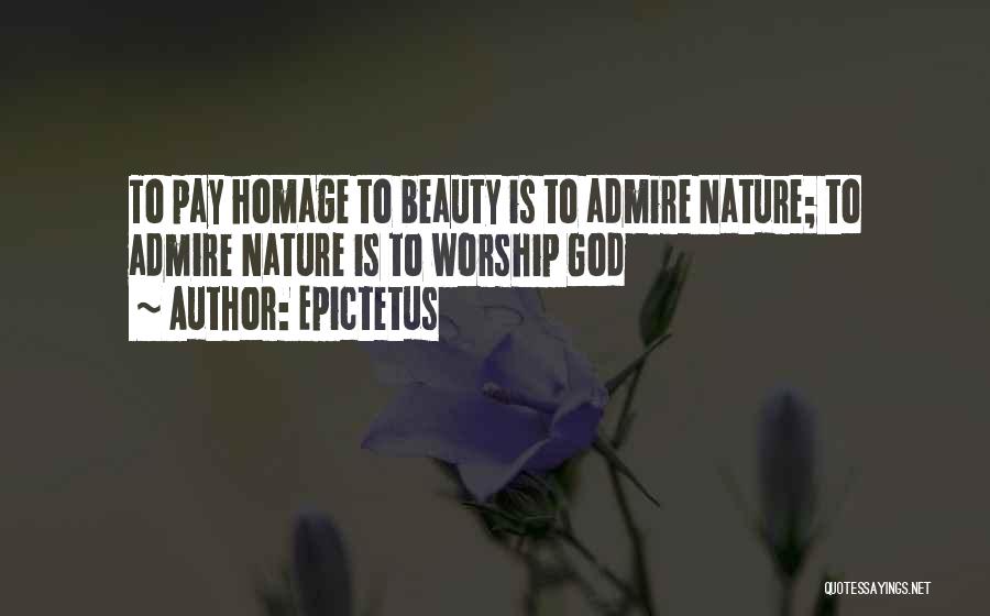 Epictetus Quotes: To Pay Homage To Beauty Is To Admire Nature; To Admire Nature Is To Worship God