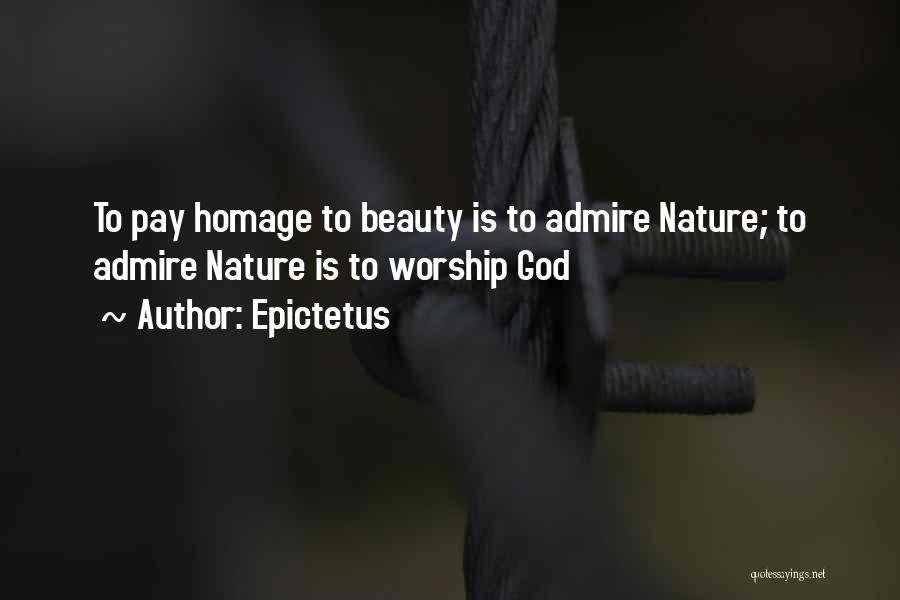 Epictetus Quotes: To Pay Homage To Beauty Is To Admire Nature; To Admire Nature Is To Worship God