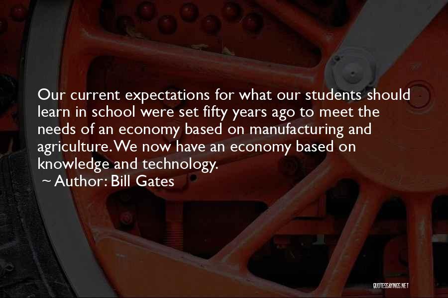 Bill Gates Quotes: Our Current Expectations For What Our Students Should Learn In School Were Set Fifty Years Ago To Meet The Needs