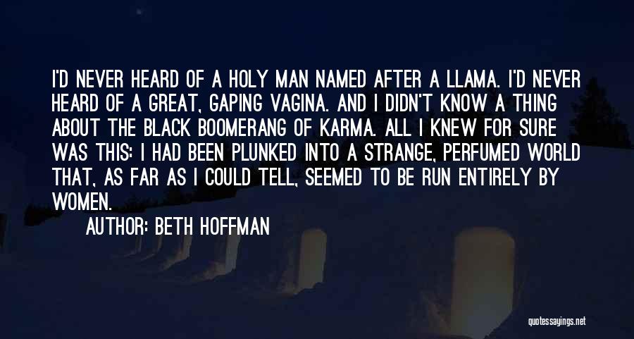 Beth Hoffman Quotes: I'd Never Heard Of A Holy Man Named After A Llama. I'd Never Heard Of A Great, Gaping Vagina. And