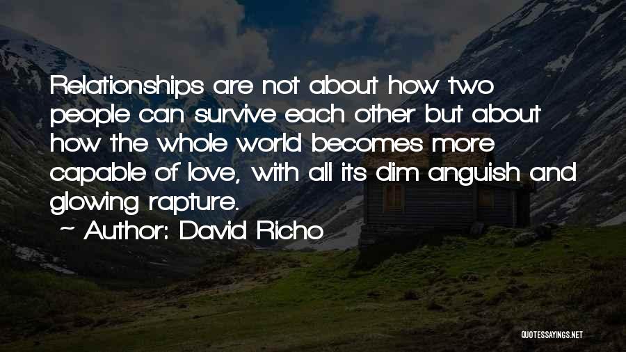 David Richo Quotes: Relationships Are Not About How Two People Can Survive Each Other But About How The Whole World Becomes More Capable