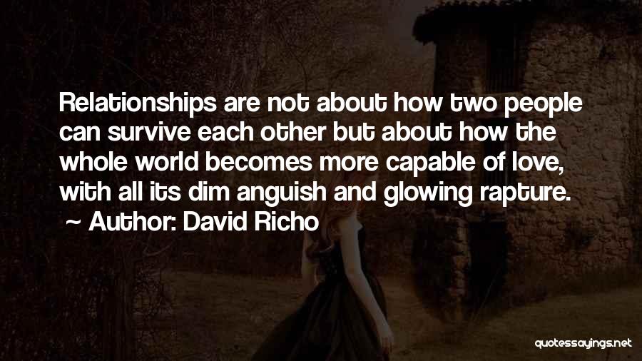 David Richo Quotes: Relationships Are Not About How Two People Can Survive Each Other But About How The Whole World Becomes More Capable