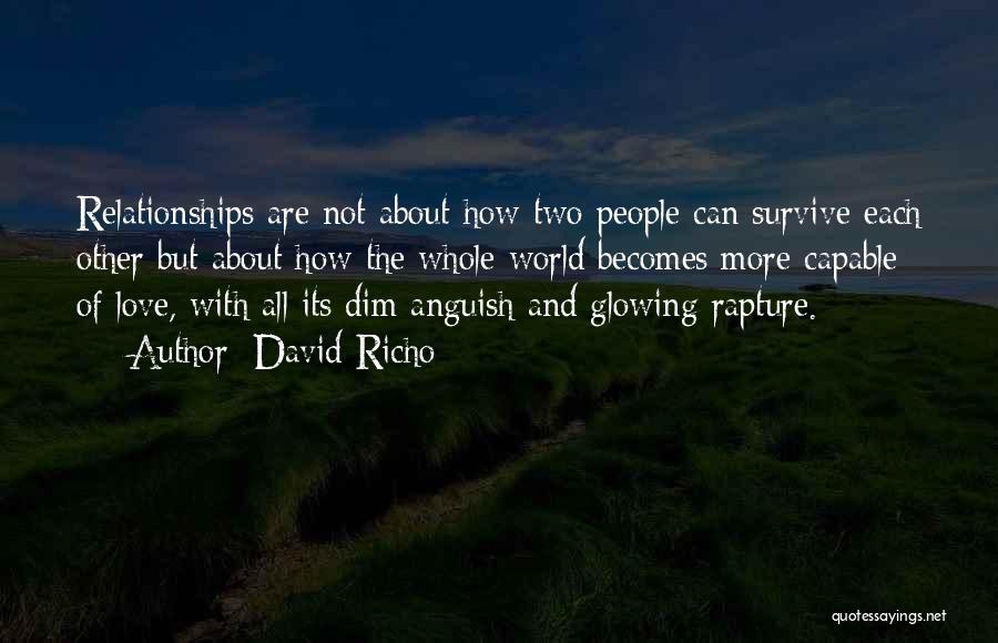 David Richo Quotes: Relationships Are Not About How Two People Can Survive Each Other But About How The Whole World Becomes More Capable