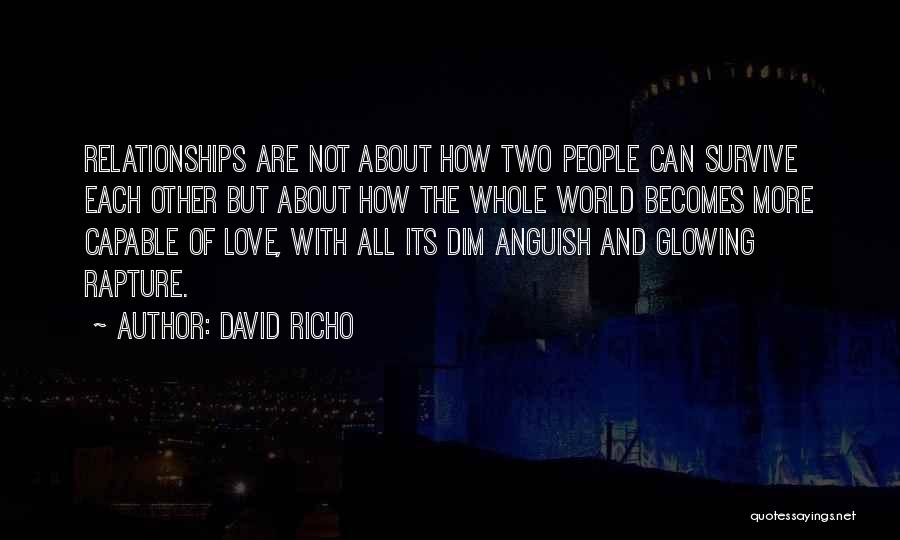 David Richo Quotes: Relationships Are Not About How Two People Can Survive Each Other But About How The Whole World Becomes More Capable
